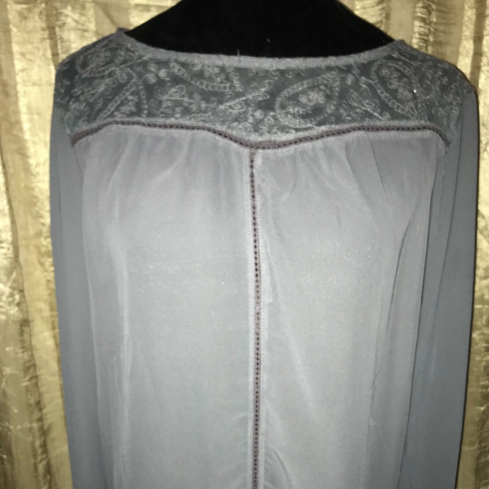 Grey lace crochet blouse